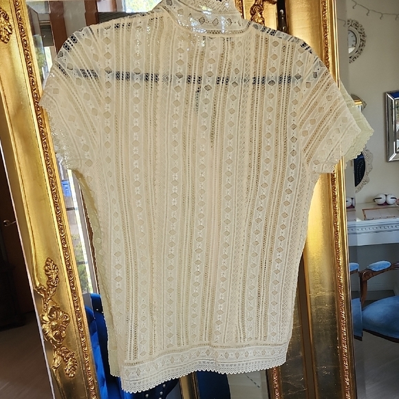 Banana Republic Y2k Fall 2005 Ivory Lace Blouse Granny Chic Coquette - Picture 4 of 9